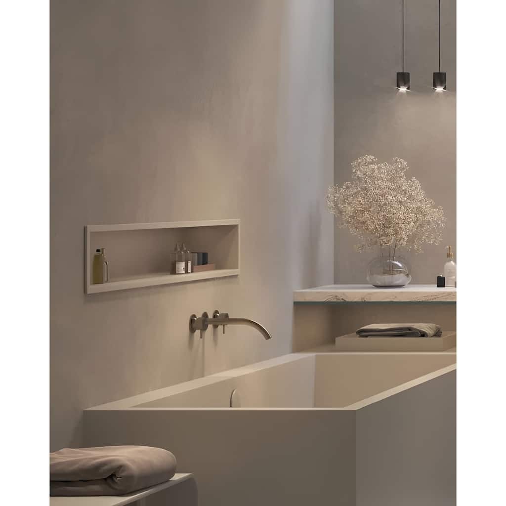 48"x12" Stainless Steel 18 Gauge White Cream Rectangular Recessed Shower Niche