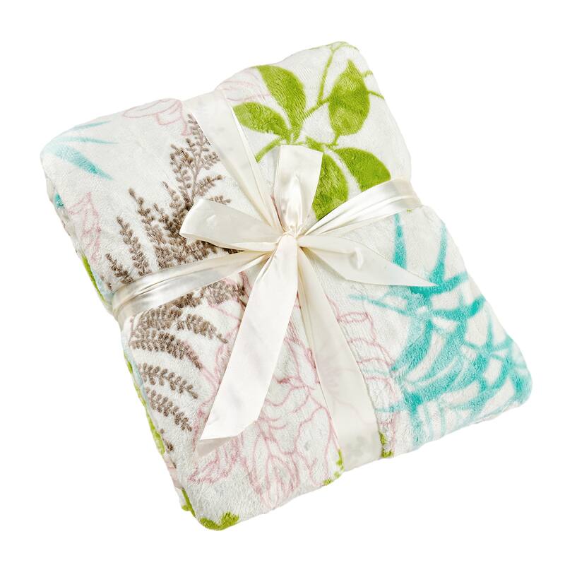 Printed Flannel Tropical Flower French / Puerto Rico Floral Throw