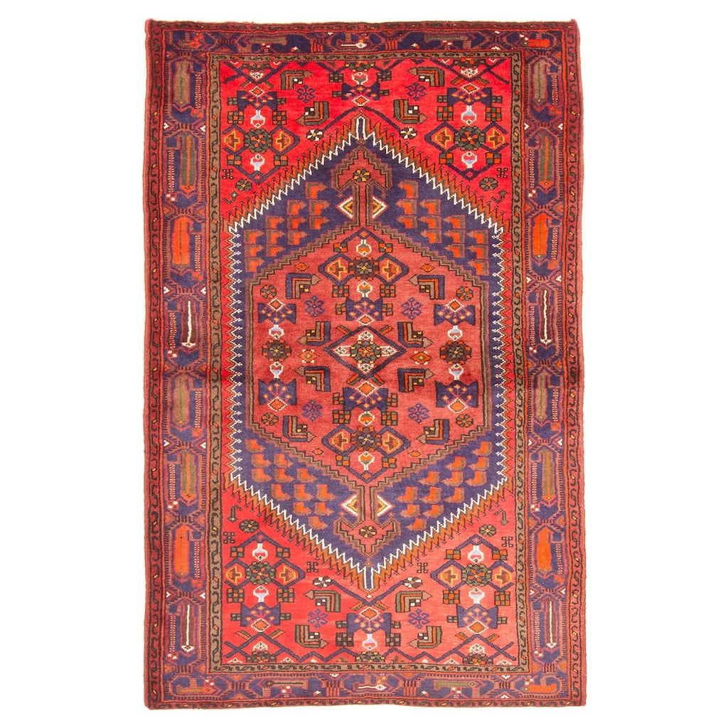 ECARPETGALLERY Hand-knotted Andelz Red Wool Rug - 4'3 x 6'8