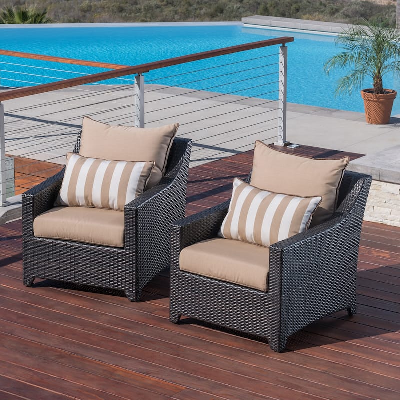 Deco 2 Piece Sunbrella Outdoor Patio Club Chairs - 30"W x 33"D x 32"H