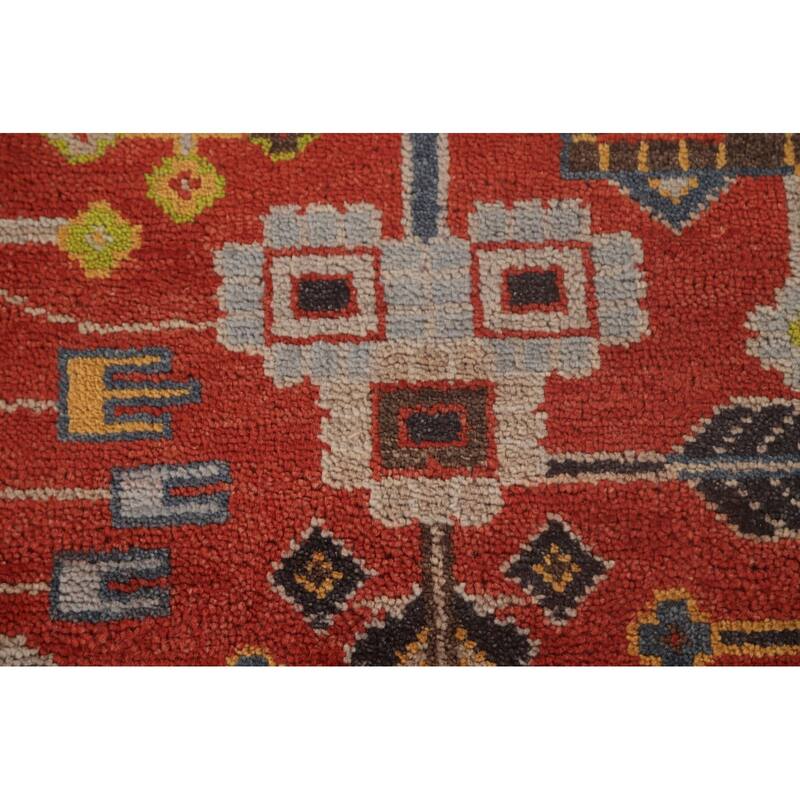 Orange Geometric Heriz Serapi Area Rug Handmade Wool Carpet - 7'11"x 9'8"