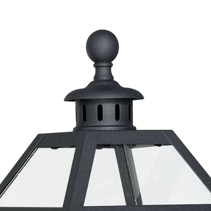 Nottingham 1 Light Black Empire Outdoor Wall Lantern Clear Glass - 7-in W x 14.75-in H x 8.25-in D