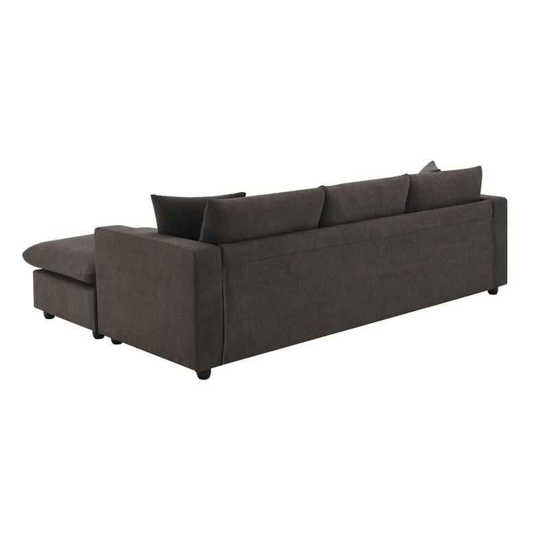 100.4" L-shaped Triple Sofa with Two Throw Pillows