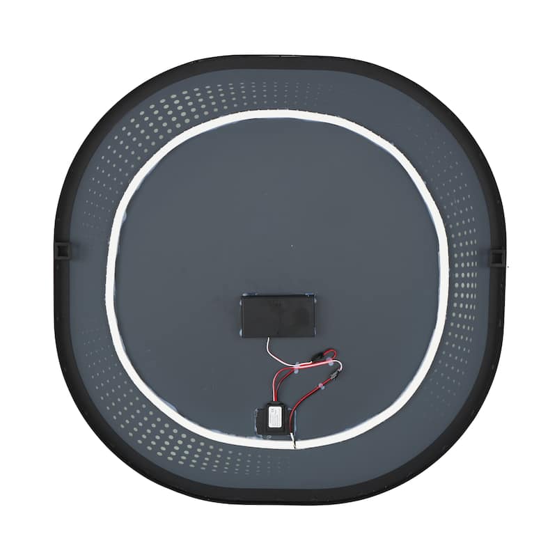 Glass LED Wall Mirror with Speckled Pattern - Silver - Roche River Decor