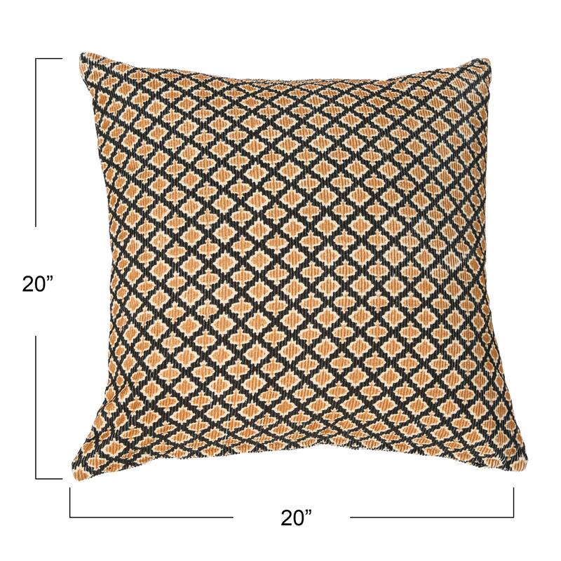 20" Square Corduroy Geometric Print Pillow Cover