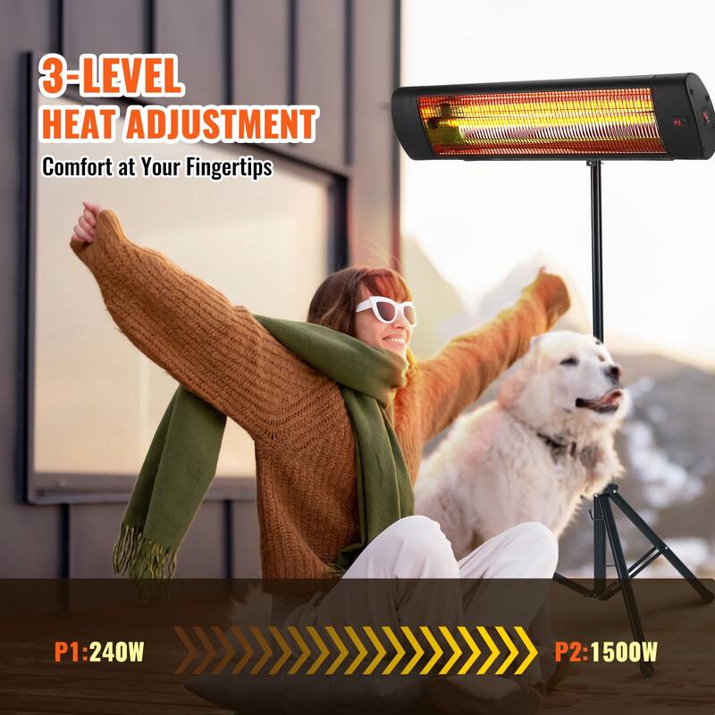 Infrared Heater with Stand & Mount to Ceiling/Wall,24 in L