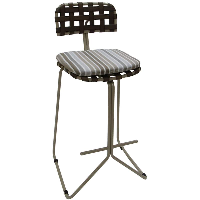 Outdoor/Indoor Metal Bar Stool 30" - Nikki - Striped Fabric - Beige Striped - Beige