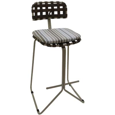Outdoor/Indoor Metal Bar Stool 30" - Nikki - Striped Fabric