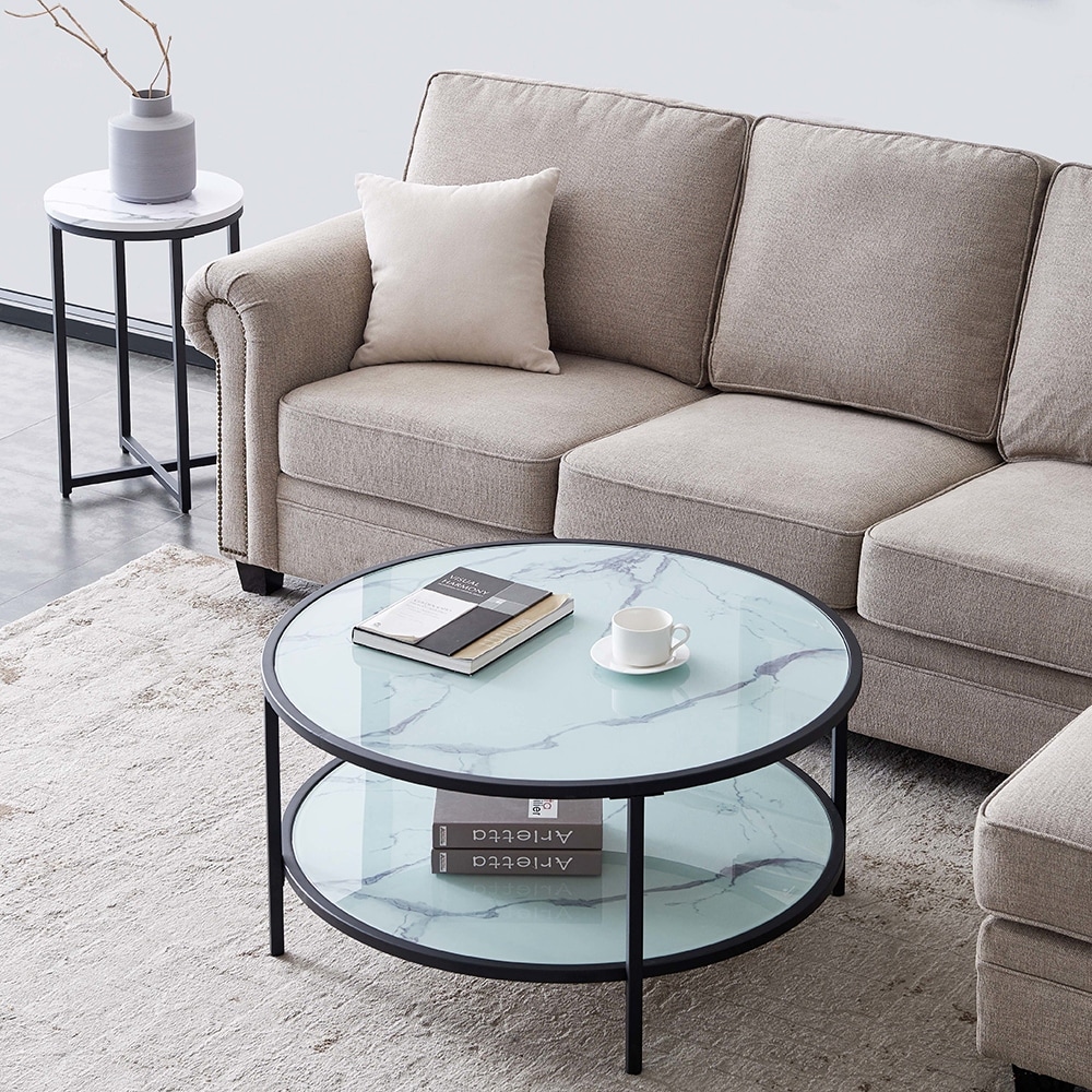 Living Room Glass Coffee Table With Large Storage Space On Sale Overstock 32313038