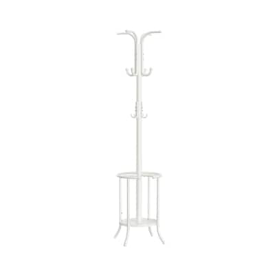 Modern Tall Freestanding Coat Rack with Metal Frame and Umbrella Holder for Home and Office - 15.7"D x 15.7"W x 68.9"H