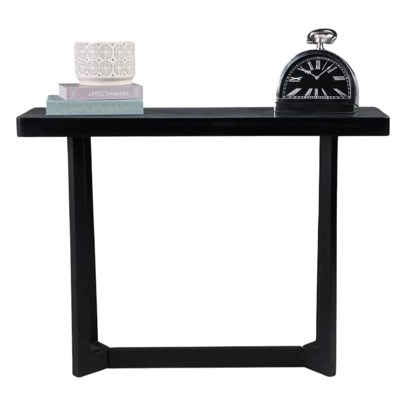 Mango Wood Stone Console Table Sleek Modern Design - 31" Black - 42" x 12" x 31"