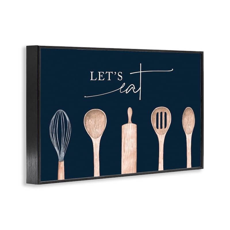 Stupell Let's Eat Kitchen Utensils Framed Giclee Art Design By Lux + Me Designs