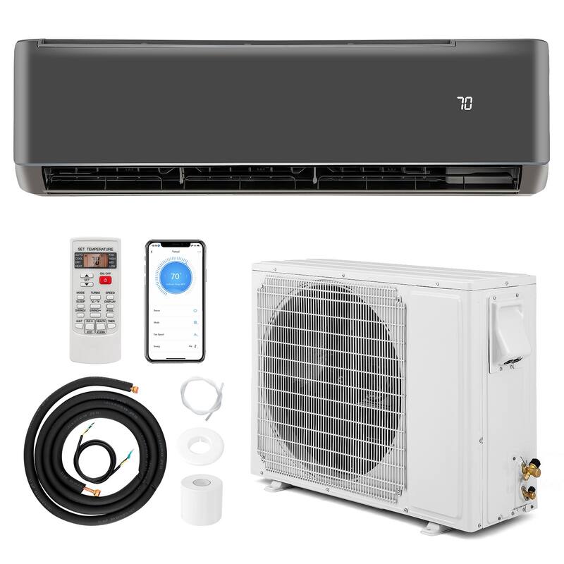 Gymax 24000 BTU Mini Split Air Conditioner & Heater 21 SEER2 208-230V - Grey
