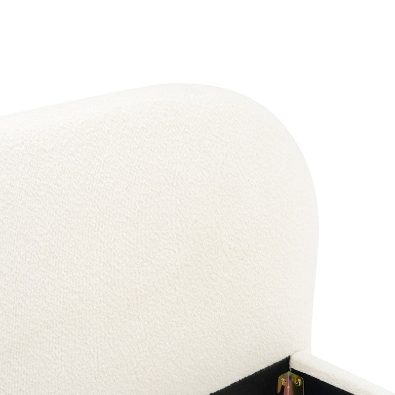 Christopher Knight Home - Dreamy Simple Modern Cream Boucle Upholstered King Bed with Curved Headboard