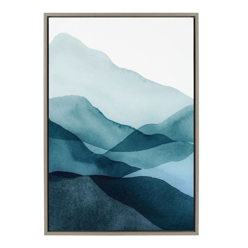 Kate and Laurel Sylvie Mountain Range Framed Canvas by Amy Lighthall - 23x33 - Plastic - Grey