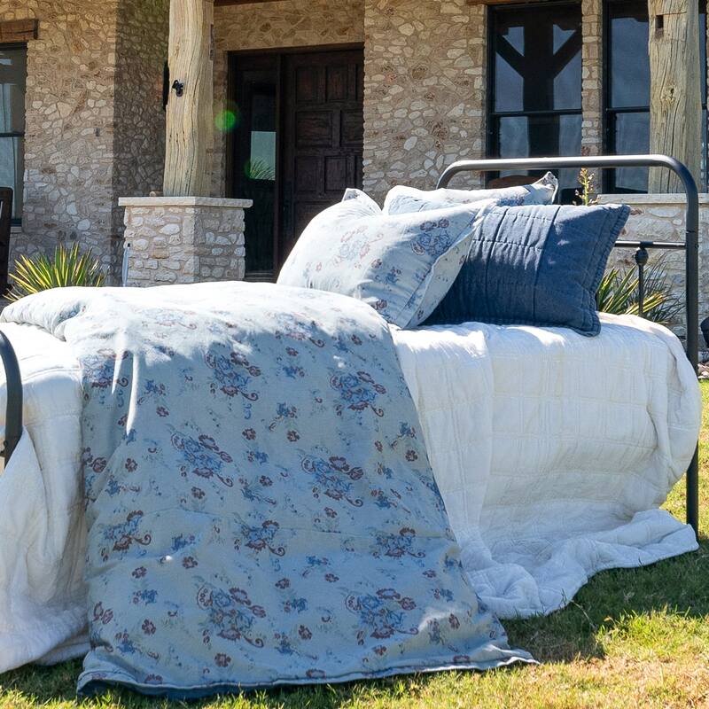 Tasha Polizzi for Paseo Road Rosabel Floral Western Design Washed Denim 3 Piece Comforter Set