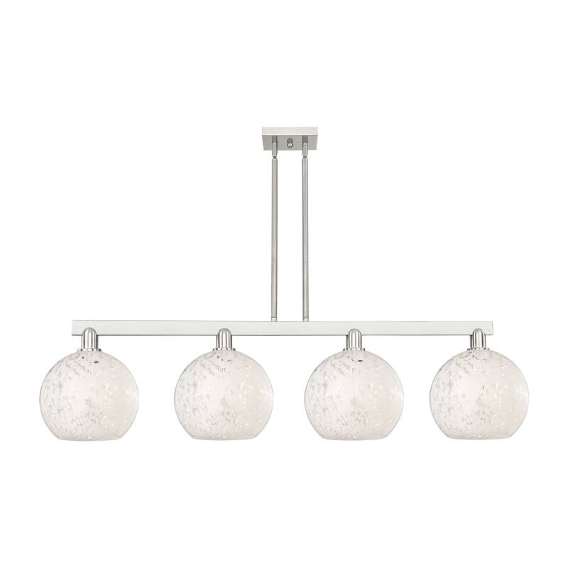 Innovations Lighting Endless Possibilities Arcadia - White Mouchette - 4 Light 53" Stem Hung Island Light - Brushed Satin Nickel