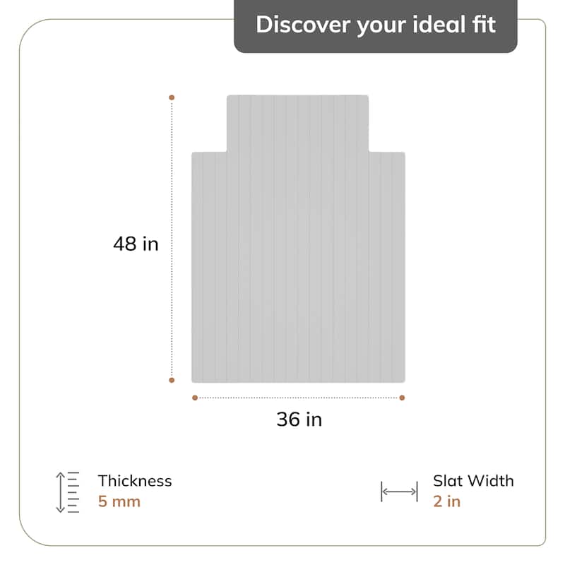 Jani Eco Bamboo Roll-up Rectangular Chair Mat with Lip - Durable and Eco-Friendly Chair Mat