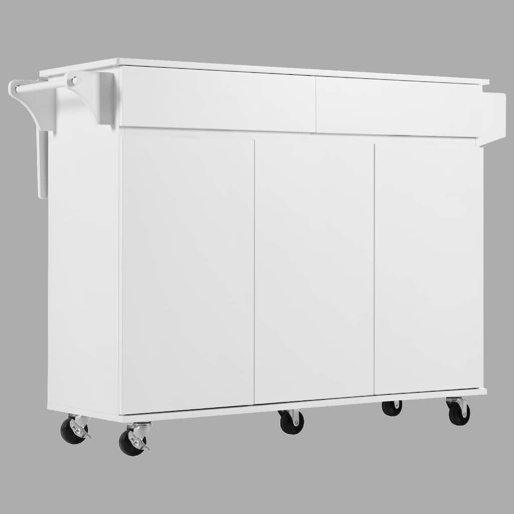 Rolling Kitchen Island with Drop Leaf, 2 Drawers, Spice Rack, Towel Rack, and Adjustable Shelves for Kitchen & Dining