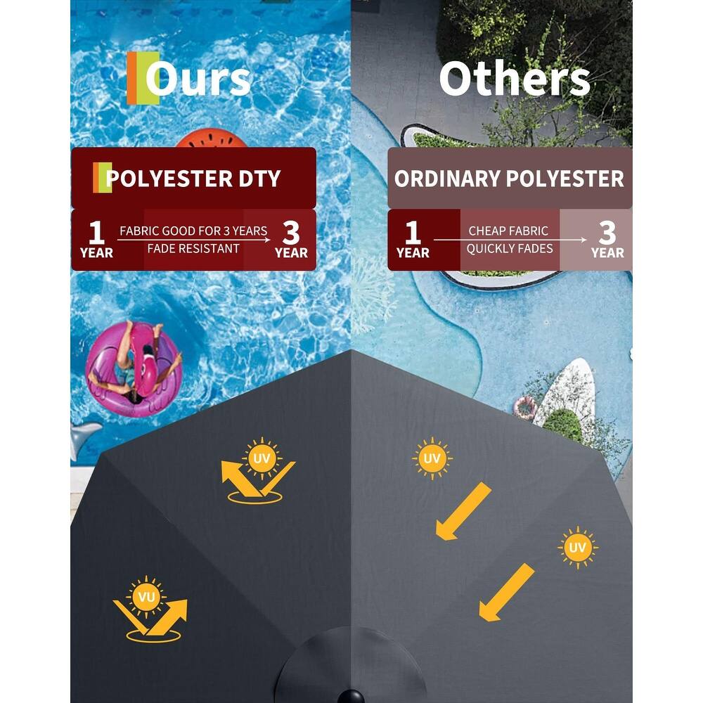 Coromose 10 Ft Patio Umbrella with Solar Lights, with 40 LED Lights