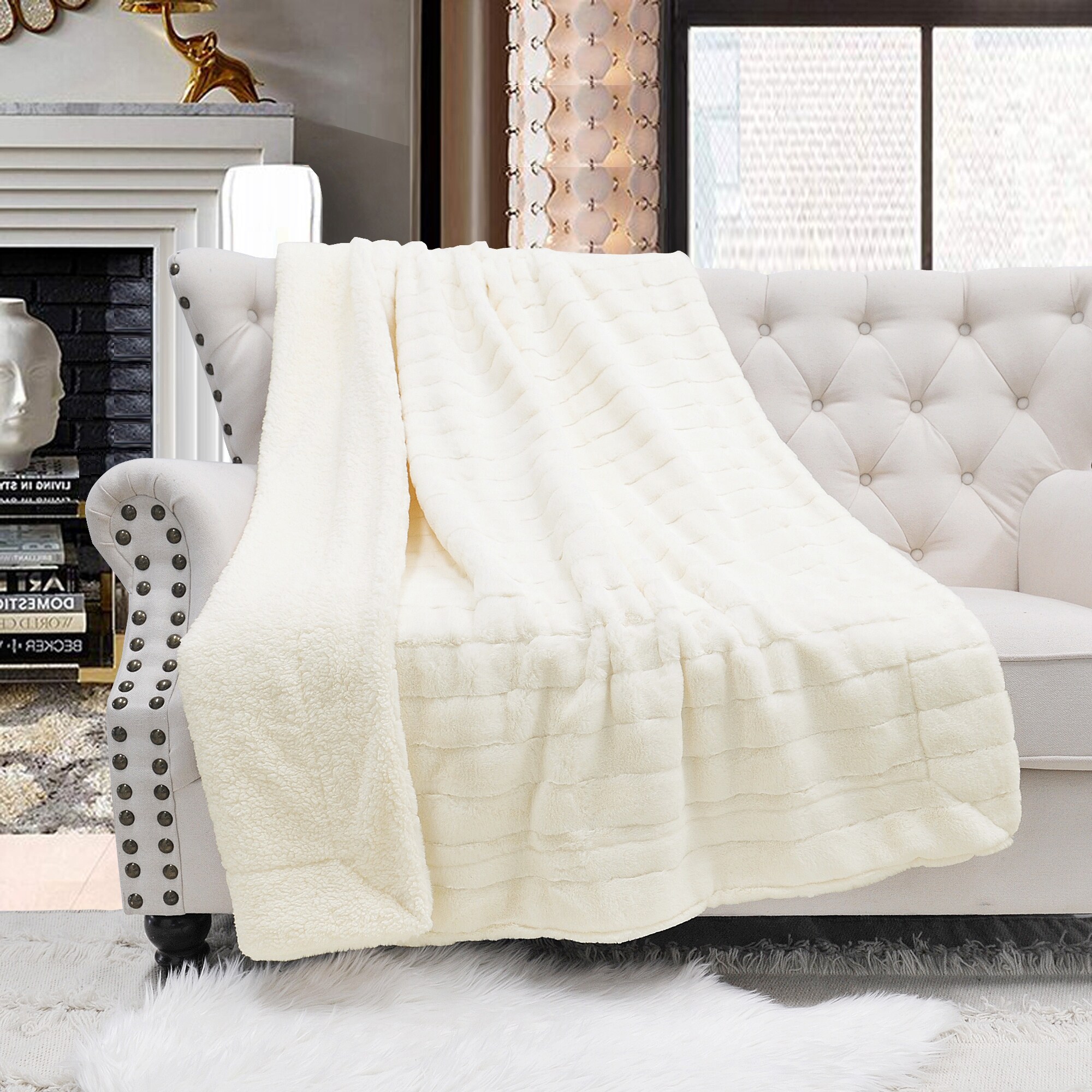 Solid Color SuperMink FauxFur Throw with Sherpa Backing Bed Bath Beyond 14722337