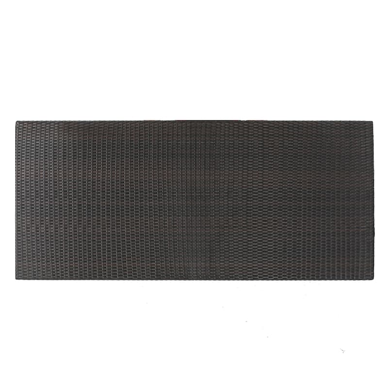 Roomfitters 73.5" Rectangular Outdoor Dining Table, Weather-Resistant Woven Resin Wicker with Iron Frame, Brown Multi