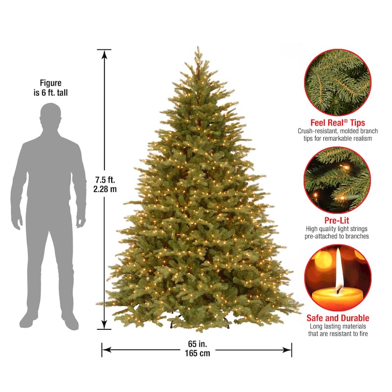 National Tree Company 7.5 ft. Nordic Spruce Hinged Tree with 1000 Clear Lights - 7.5 Foot