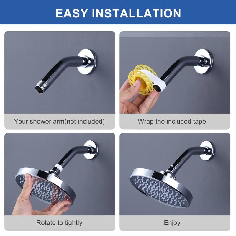 WOWOW 1-Spray 6 in. Wall Mount Fixed Shower Head