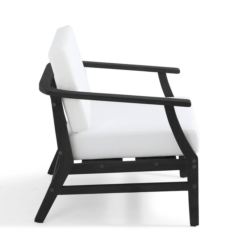 Outdoor Teak Wood Club Chairs with Cushions (Set of 2)