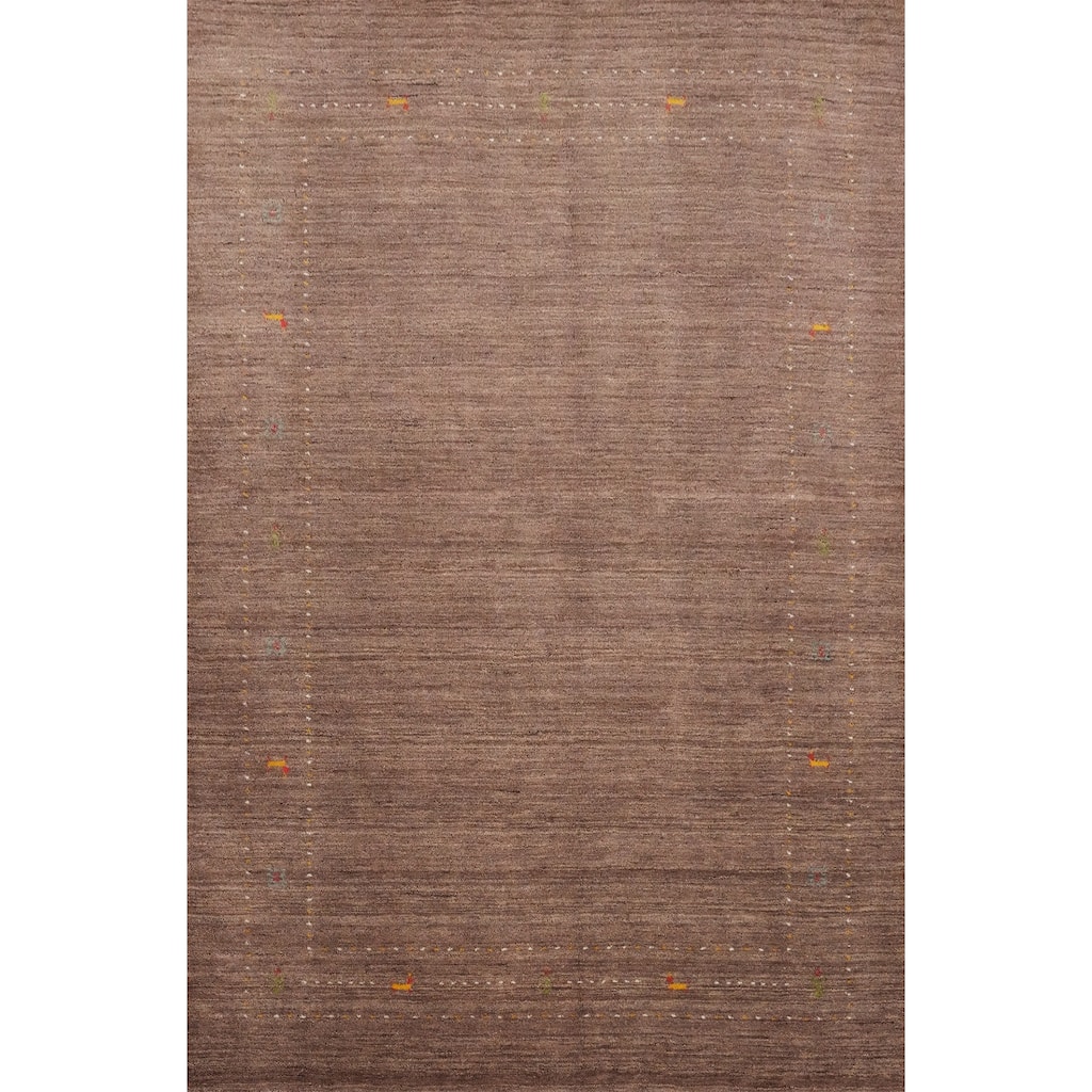 Hand Knotted Oriental 100% Wool Carpet Tribal Animal Pictorial Brown Gabbeh Area Rug - 7' 3'' X 5' 2''