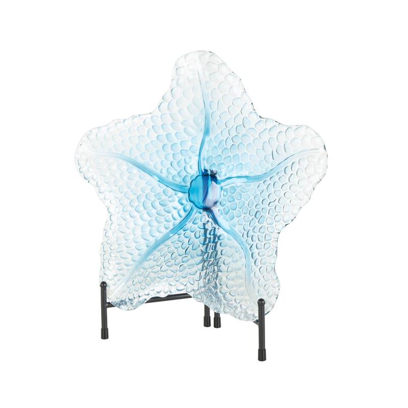 Blue Glass Ombre Decorative Plate Charger with Spotted Texturing