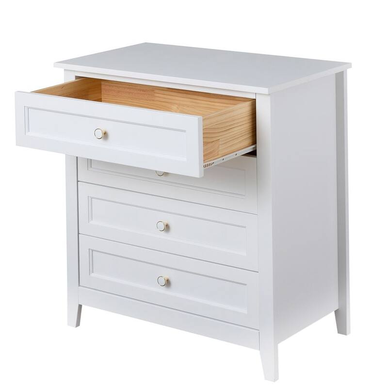 Modern Solid Wood Drawer Dresser with Retro Round Handles