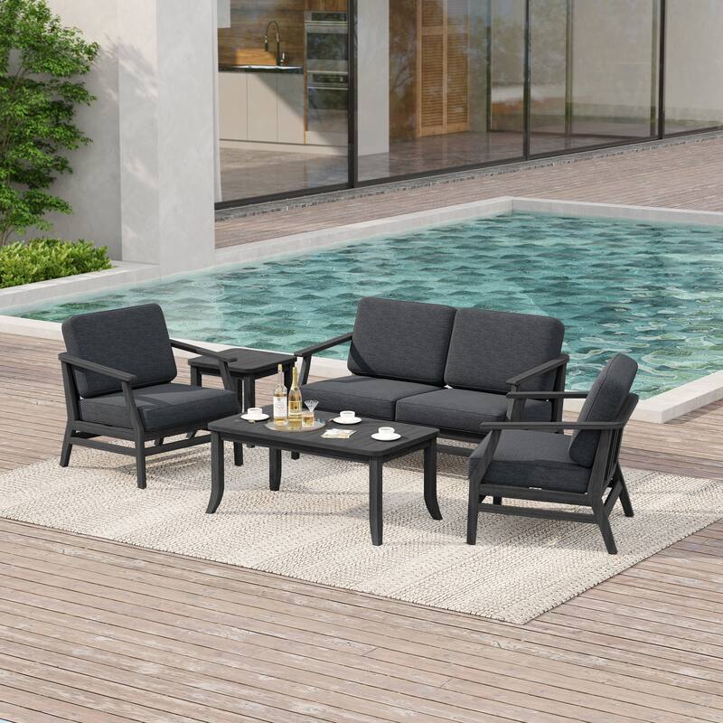 Outdoor Conversation Set Patio Chair, Loveseat with Tables