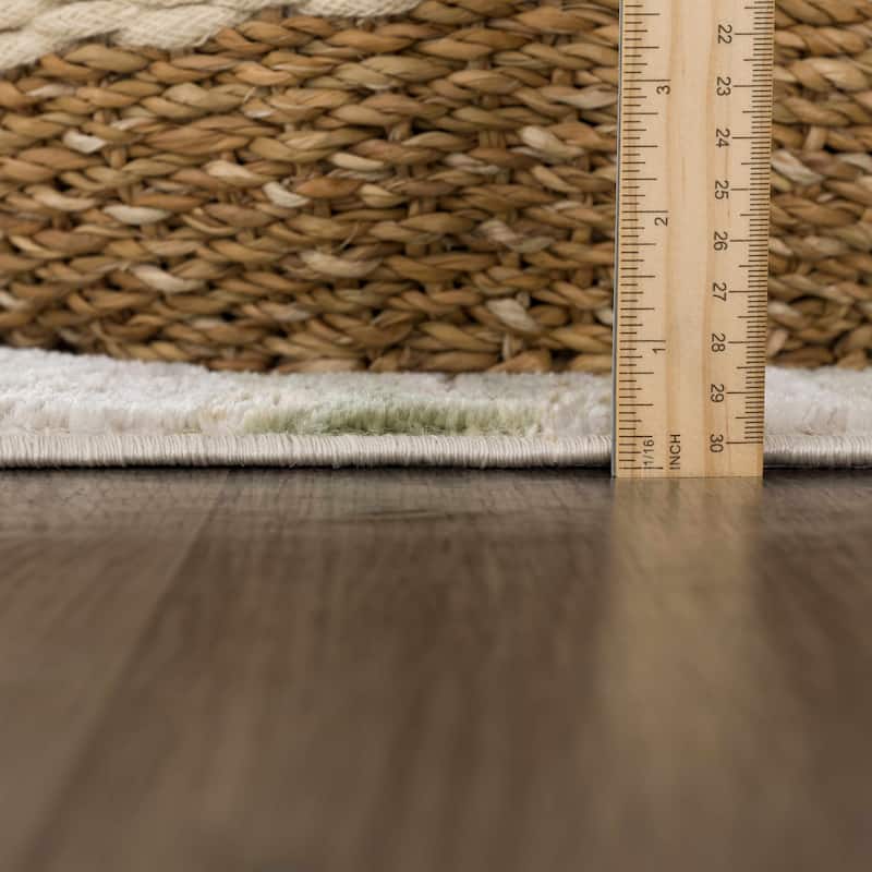 Hauteloom Liverpool Living Room, Bedroom Area Rug - Contemporary - Cream,Green - 7'10" x 10'