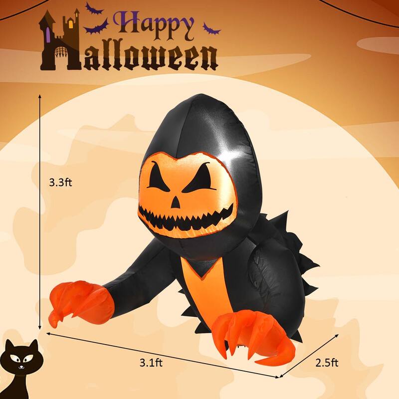 Costway 3.3 FT Halloween Inflatable Pumpkin Head Ghost Broke Out from - See Details