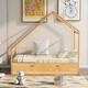 preview thumbnail 2 of 6, Solid Pine Wood House Bed with Twin Size Trundle
