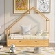 preview thumbnail 2 of 6, Solid Pine Wood House Bed with Twin Size Trundle