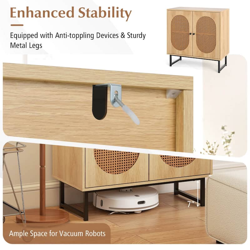 Costway Buffet Cabinet with 2 Doors Adjustable Shelf Metal Legs Accent - See Details