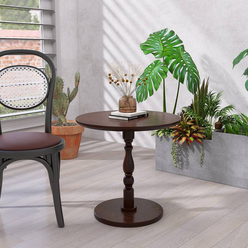 23"Accent Round Table, Round Side Table, Small Table for Small Spaces, Modern Accent Nightstand with Solid Wood Leg