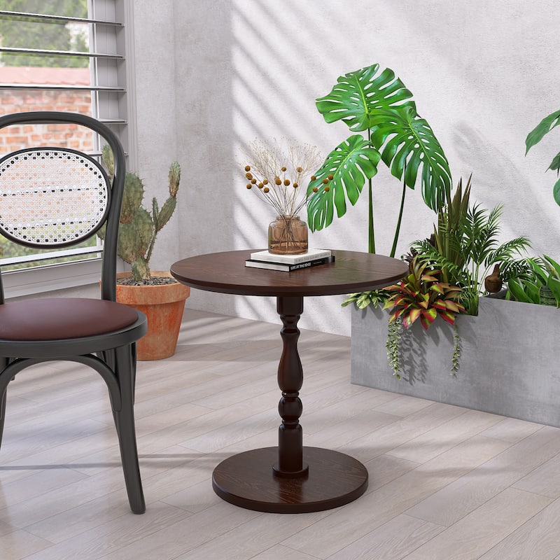 23''Accent Round Table,Round Side Table, Small Table for Small Spaces,Modern Accent Nightstand with Solid Wood Leg