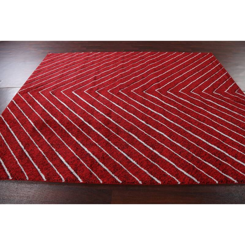 Red Chevron Style Transitional Oriental Turkish Rug Modern Carpet