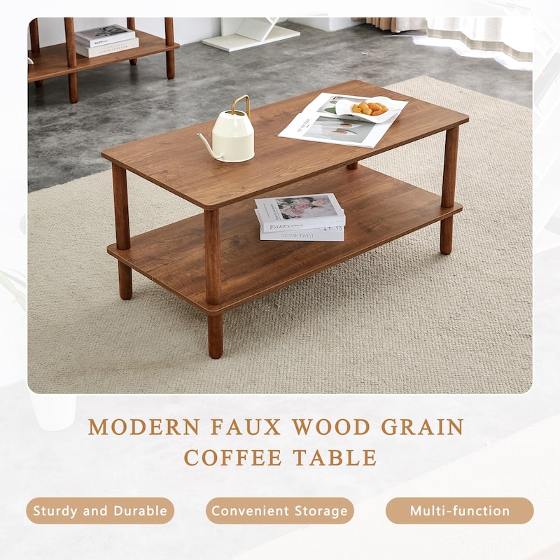 Living Room Rectangular 2-Tier Coffee Table
