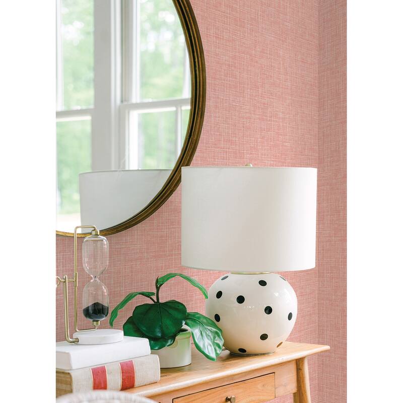A-Street Prints Emerson Coral Faux Linen Wallpaper