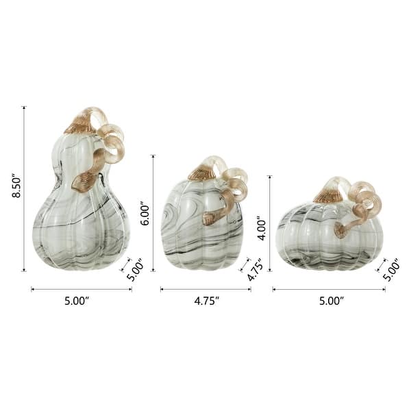 dimension image slide 4 of 12, Glitzhome Thanksgiving Handblown Glass Pumpkins Set Fall Harvest Table Centerpieces