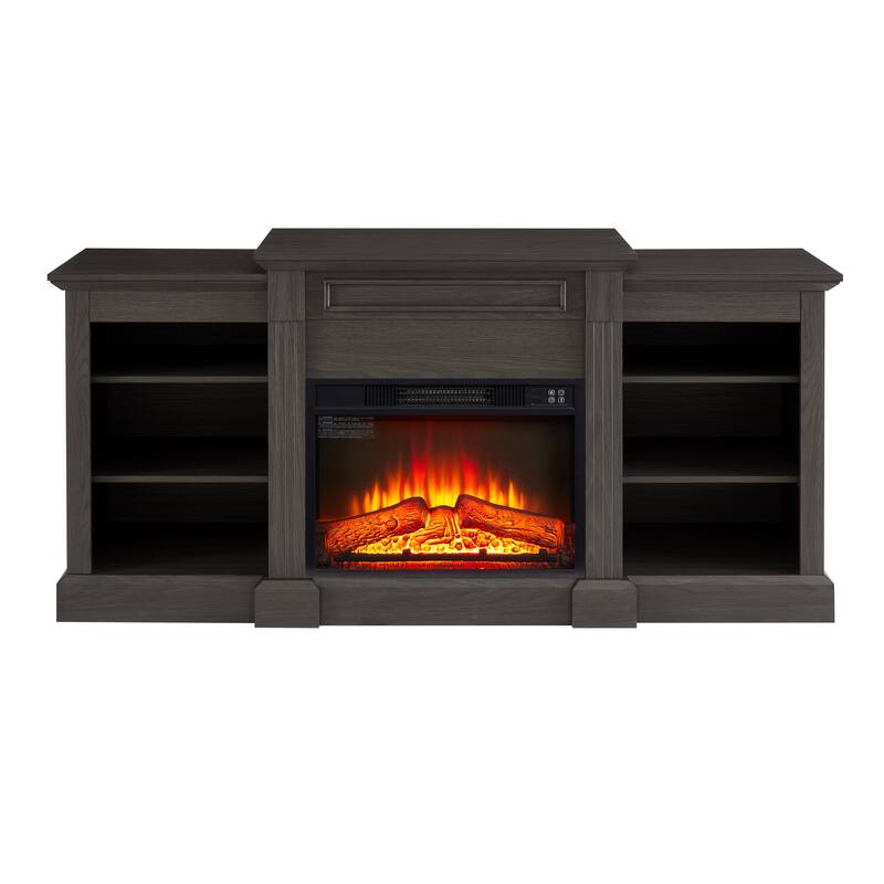Modern Media Console Table TV Stand with 23" Fireplace Insert