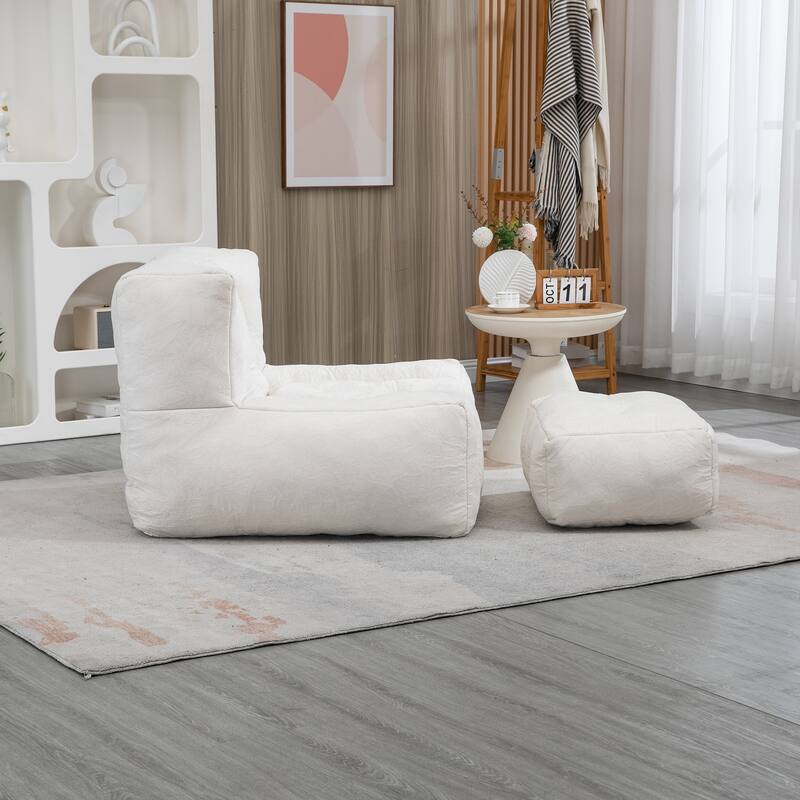 Roomfitters Fluffy Bean Bag Chair - Comfortable Super Soft Lazy Sofa Chair with Memory Foam - Indoor for Living Room, Bedroom