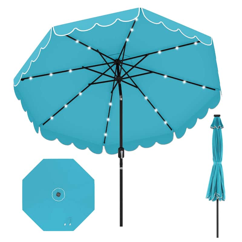 Costway 9.3 FT Solar Patio Umbrella Outdoor Market Sunshade with 24 - See Details