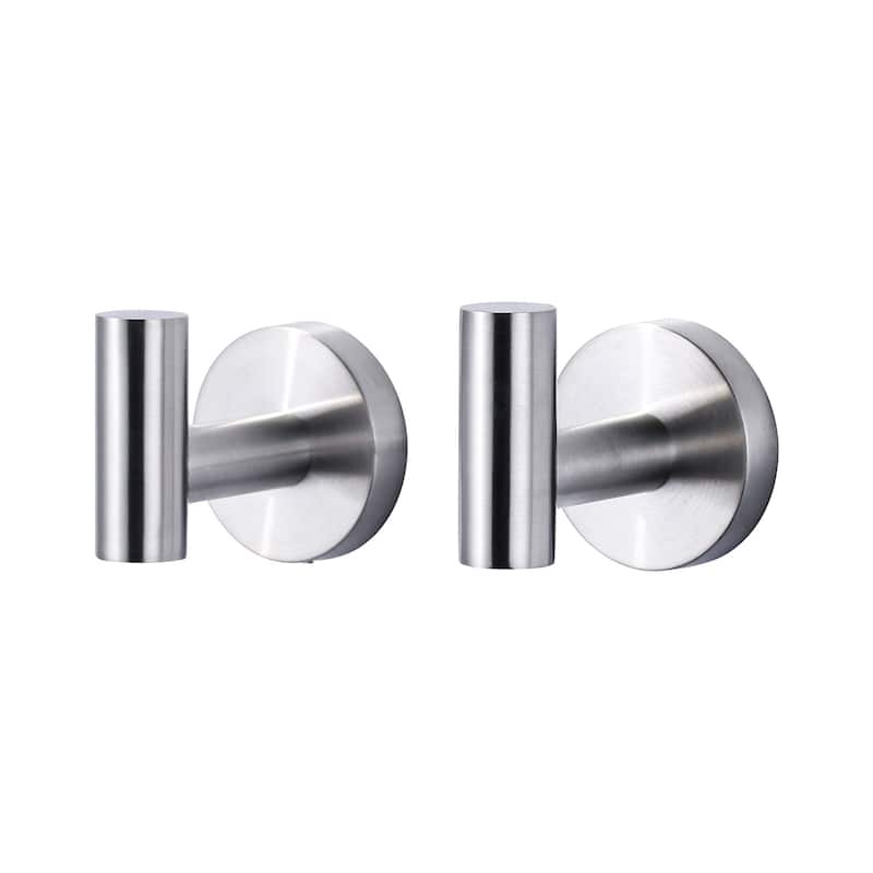 WOWOW Stainless Steel J-Hook Robe/Towel Hook 2 PCS - Brushed Nickel