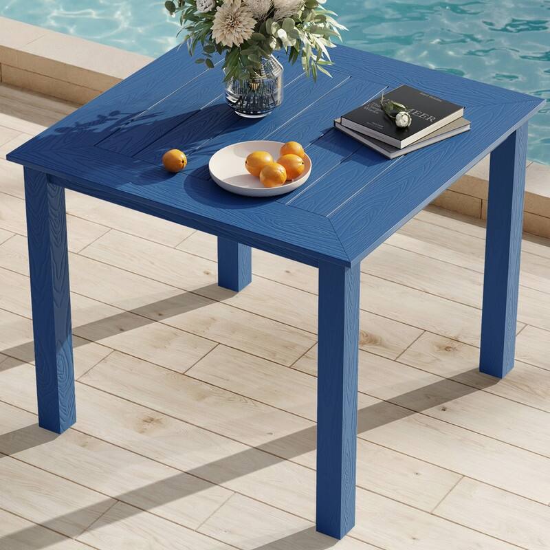 WINSOON HIPS All Weather Outdoor Patio Dining Table with Aluminum Frame 35*35*30 - Navy
