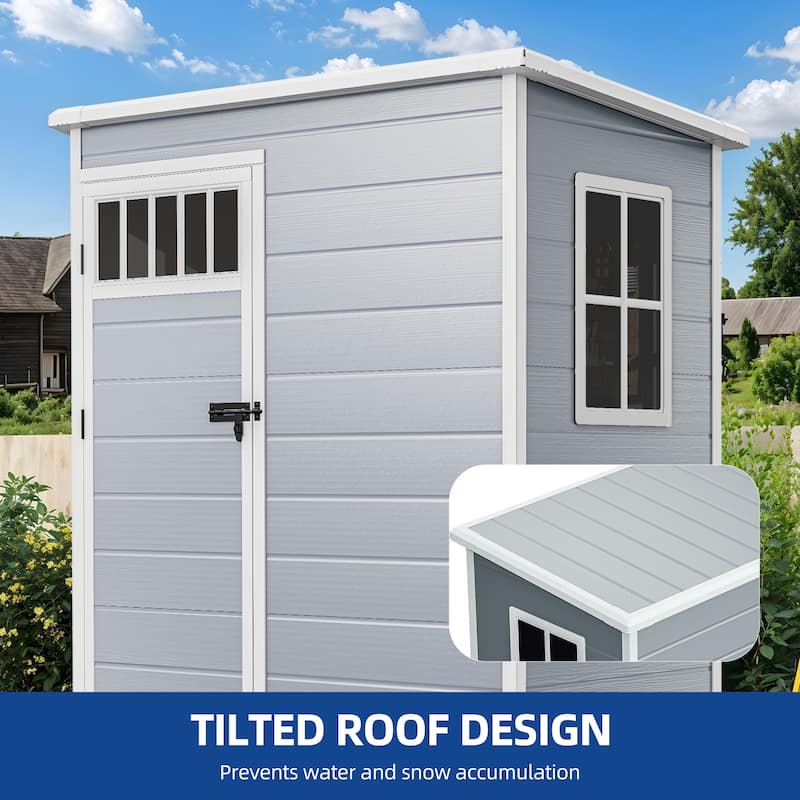 5x3FT Outdoor Storage Shed - Grey